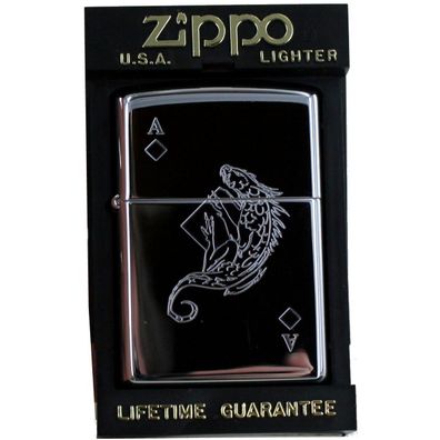 Zippo Feuerzeug Modell 250 / 854.528 Spielkarte Ass Echse