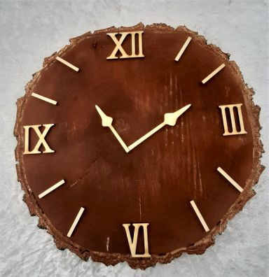 Römische Zahlen Ziffern 3 6 9 12 plus 8 Striche Holz, in 35mm Höhe für Uhren