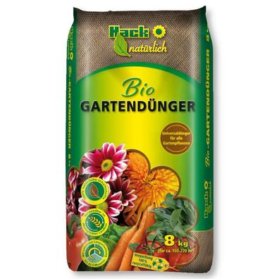HACK Bio Gartendünger 8 kg Gemüsedünger Naturdünger Obstdünger Universaldünger