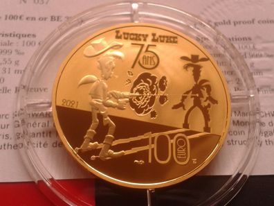 Original 100 euro 2021 PP Frankreich Lucky Luke 1/2 Unze 15,55g 999er Gold