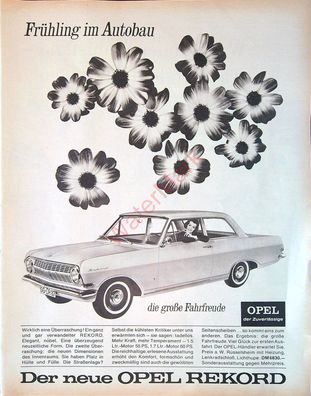 Originale alte Reklame Werbung Opel Rekord v. 1963 Größe 33 x 28 cm