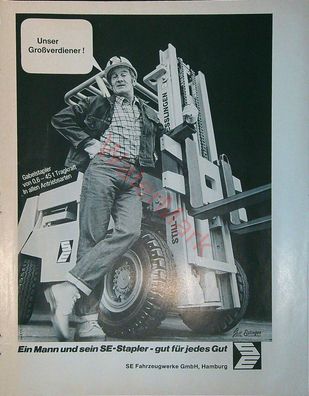 Originale alte Reklame Werbung Gabelstapler SE v. 1970 Größe 27 x 21 cm