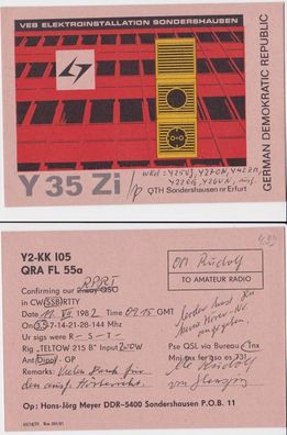 84328 QSl Funker Karte empfangen VEB Elektroinstallation Sondershausen 1982