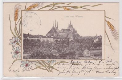 95280 Ak Erfurt Fernansicht der Westseite des Doms 1901