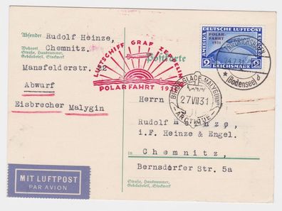 75565 Zeppelinpost Luftschiff Graf Zeppelin LZ 127 Polarfahrt 1931 2 RM Malyguin