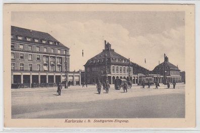 68749 Ak Karlsruhe i.B. Stadtgarten Eingang 1917