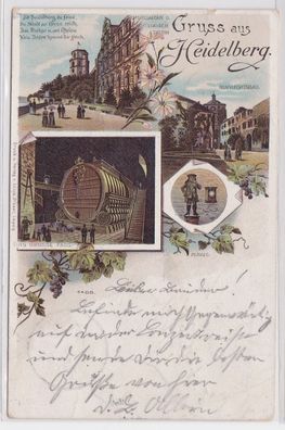 88914 Ak Lithographie Gruss aus Heidelberg 1898