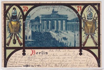 95051 Patriotika Rahmen Ak Berlin Brandenburgertor 1900
