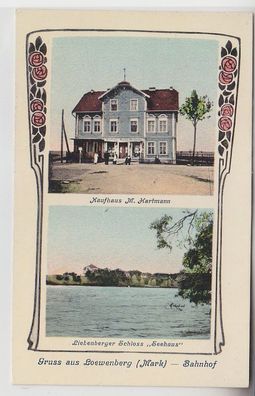 69081 Mehrbild Ak Gruss aus Löwenberg (Mark) Bahnhof um 1910