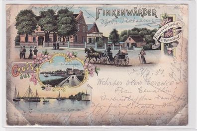 70630 Ak Lithographie Gruß aus Finkenwärder 'Finkenwärder Hof' 1901