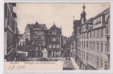 32146 Ak Giessen Marktplatz und Kriegerdenkmal 1910