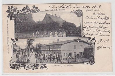 68716 Mehrbild Ak Gruß aus Herzborn Gastwirtschaft, Korbfabrik 1903