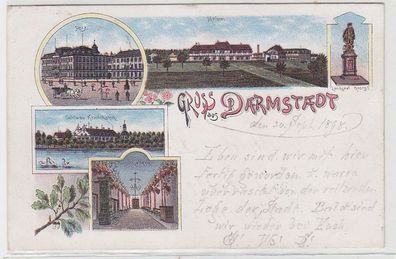 70195 Ak Lithographie Gruß aus Darmstadt 1898