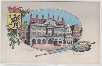 68510 Wappen Ak Rostock Rathaus um 1910