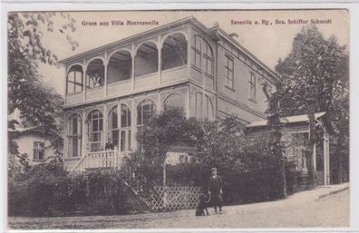 95509 Ak Ostseebad Saßnitz auf Rügen - Gruss aus der Villa Meereswelle um 1910