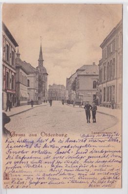 21990 Ak Gruss aus Oldenburg Langestraße mit Geschäften 1900