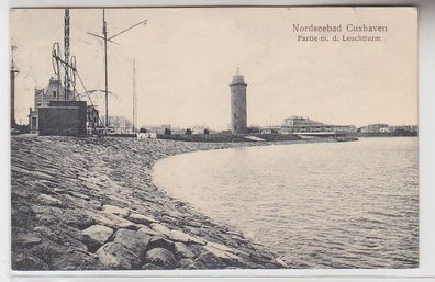 70090 Ak Nordseebad Cuxhaven Partie mit dem Leuchtturm 1914