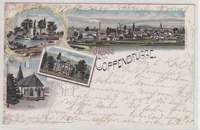 70240 Ak Lithografie Gruss aus Coppenbrügge Schwefelbrunnen, Burgruine usw. 1901