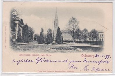 94922 Ak Oldenburg Peterstrasse, Hospital, katholische Kirche 1899
