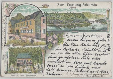 92472 Ak Lithographie Gruß aus Moselweiss Zur Festung Schumla 1896