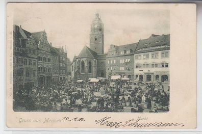 68703 Ak Gruss aus Meissen Markt mit Verkaufsständen 1903