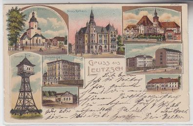 70244 Ak Lithografie Gruss aus Leutzsch Alter Gasthof, Turnhalle usw. 1913