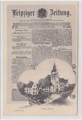 70580 Ak Leipzig Zoolog. Garten auf einer Zeitungsseite Leipziger Zeitung 1901