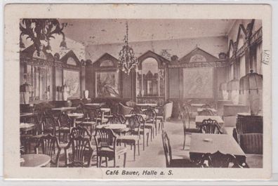 83897 Ak Halle an der Saale Café Bauer Innenansicht 1920