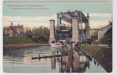 01171 Ak Schiffshebewerk bei Henrichenburg gesenkter Dampfer um 1910
