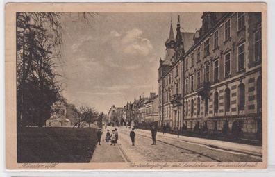 26229 Ak Münster Fürstenbergstraße mit Landeshaus und Friedensdenkmal 1916
