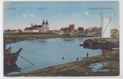 10693 Feldpost Ak Posen Dom und Landschaft an der Warthe 1915