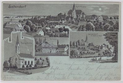 91949 Mehrbild Mondscheinkarte Seitendorf Zatonie Kretscham 1901