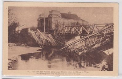 08099 Ak Mitau Jelgava von den Russen gesprengte Brücke über die Drixe 1919