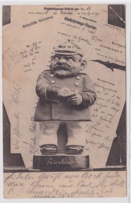 93318 Humor Ak Postbote mit Einlieferungsscheinen auf Podest 'Feierabend' 1903