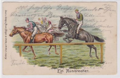 26807 Ak Ein Ausbrecher - Jockey Pferderennen 1907