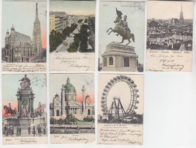 69497/7 Ak Wien Opernring, Stefanskirche, Riesenrad, Panorama usw. um 1900
