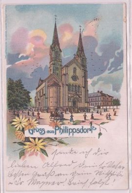 15996 Ak Gruss aus Philippsdorf Filipov Ortsteil Stadt Jiríkov Kirche 1909