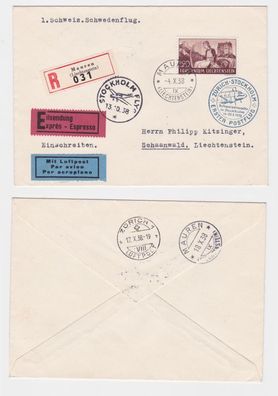 94775 Flugpost I. Postflug Zürich-Stockholm Schweiz-Schwedenflug Mauren 1938