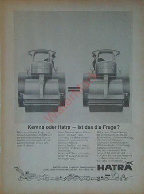 Originale alte Reklame Werbung Straßenwalze Kemna + Hatra v. 1970