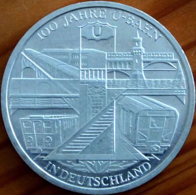 10 Euro Silber 2002 "U-Bahn" stgl unzirkuliert Randschrift Typ A oder B