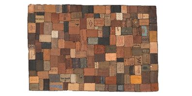 Teppich Orlando 60 x 90 cm aus Leder und Stoff in Bunt