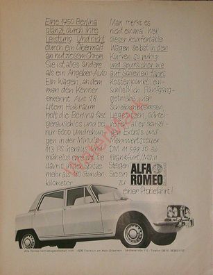 Originale alte Reklame Werbung Alfa Romeo 1750 Berlina v. 1965