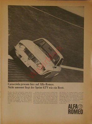 Originale alte Reklame Werbung Alfa Romeo Sprint GTV v. 1966