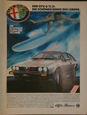 Originale alte Reklame Werbung Alfa Romeo GTV 6/2.5 v. 1984