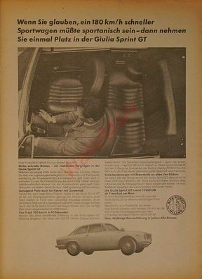 Originale alte Reklame Werbung Alfa Romeo Giulia Sprint GT v. 1965