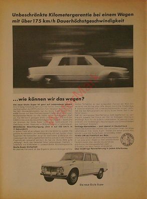 Originale alte Reklame Werbung Alfa Romeo Giulia v. 1966