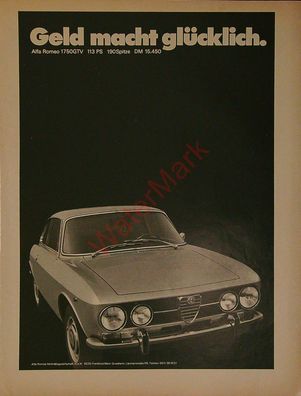 Originale alte Reklame Werbung Alfa Romeo 1750 GTV v. 1970
