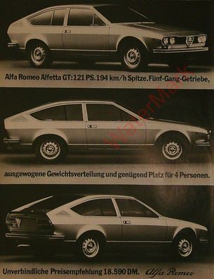 Originale alte Reklame Werbung Alfa Romeo Alfetta v. 1975