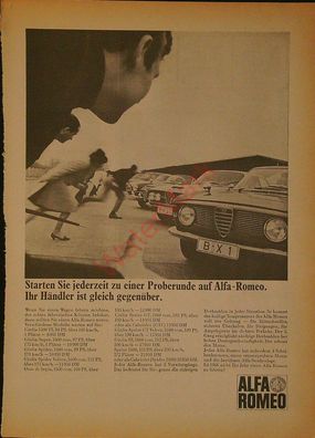 Originale alte Reklame Werbung Alfa Romeo v. 1966