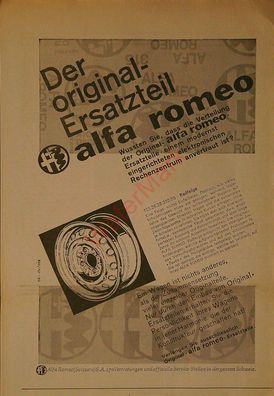 Originale alte Reklame Werbung Alfa Romeo Ersatzteile v. 1965